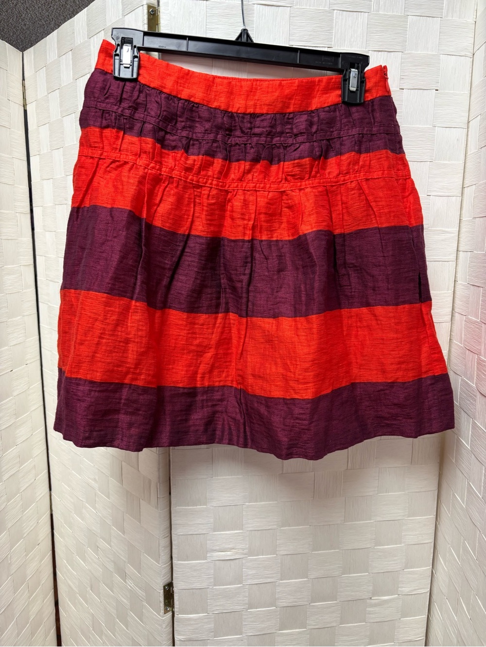 Loft orange stripe linen blend skirt size 0 petite